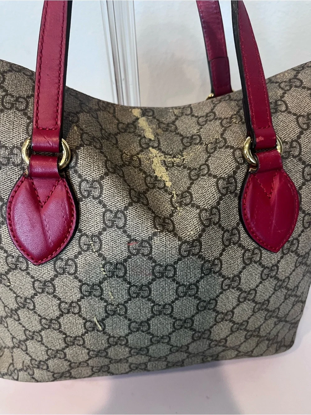 GUCCI GG SUPREME MONOGRAM LINEA A TOP HANDLE BAG.